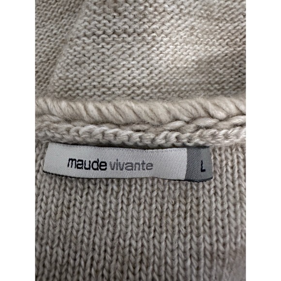 MAUDE VIVANTE Alpaca Blend Beige Chunky Knit with Gold Star Sweater Size L - Picture 5 of 6